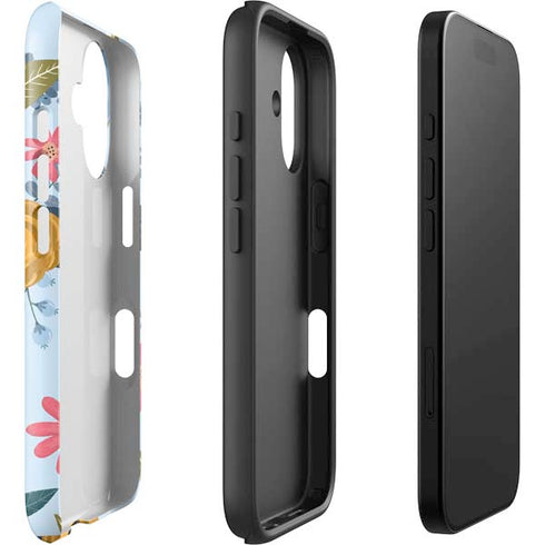 Blue Fall Flowers iPhone 16 Plus Impact Case